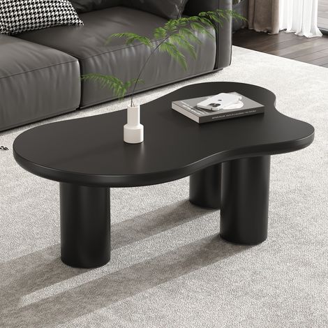 (previous sku: N625P256509510B) Table basse irrégulière en forme de nuage, 107 cm de longueur, 66 cm de largeur, 40,5 cm de hauteur, plateau en MDF et pieds en PVC, avec patins en feutre (1/5)
