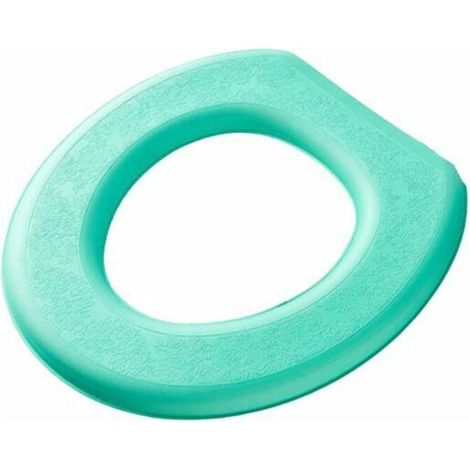 2 pcs étanche en Mousse EVA Coussin de siège de Toilette Lavable en Paste-Type Lunette WC Tapis de Tampon, Forme O Vert, (1/4)