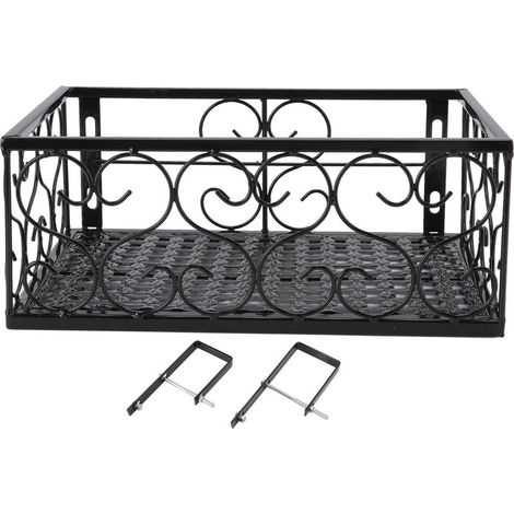 Support de pot de fleur de balcon, étagère décorative en fer épais pour balustrade de patio avec supports pour rebord de fenêtre, applicable à une balustrade de 6,5 cm/2,6 pouces (1/5)