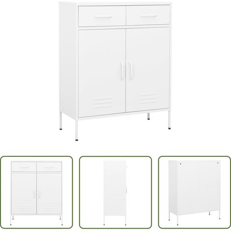 Lagerschrank - Lagerschrank Weiß 80x35x101,5 cm Stahl (1/5)