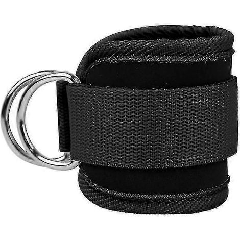 Sangle de cheville pour machines à câbles - Manchette rembourrée pour exercices fessiers et extensions de hanches - Noir (1/3)