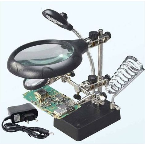 Station de soudage avec loupe 5 LEDs support avec pince pour rparation et modlisation couleurs multiples (1/4)