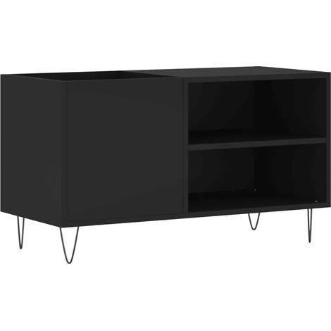 Mueble para discos clásico y práctico 85 x 38 x 48 cm gran capacidad estilo industrial madera negra 020049108 (1/5)