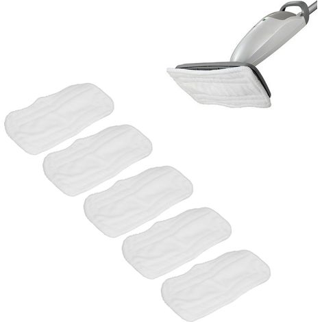 Paquete de 5 almohadillas de microfibra blancas para fregona Shark XT3010 S3111 S1001 S3101 SP100K, reutilizables y absorbentes. (1/5)