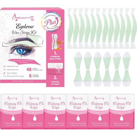 Bande de Cire Froide Visage bandes, Bandes Dépilation Sourcils et Lèvre Peaux Normales, Cire Visage Epilation avec Lingettes Apaisantes (1/5)