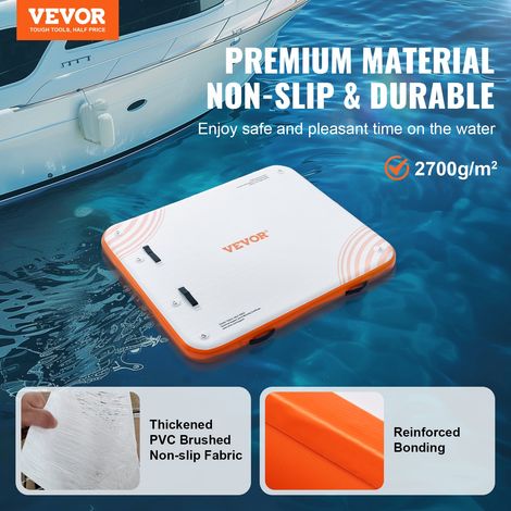 Quai flottant gonflable, 1,82 x 1,52 m, plate-forme de quai gonflable tapis de quai flottant antidérapant avec sac de transport por… (1/5)