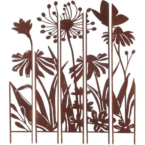 Treillis en 5 Parties Fleurs L - Métal Marron - 137,5 x 1,5 x H 170 cm - Livraison gratuite (1/2)