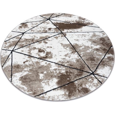 Modern Teppich Polygons Kreis, Geometrisch, Dreiecke - Strukturell zwei Ebenen aus Vlies braun brown rund 120 cm