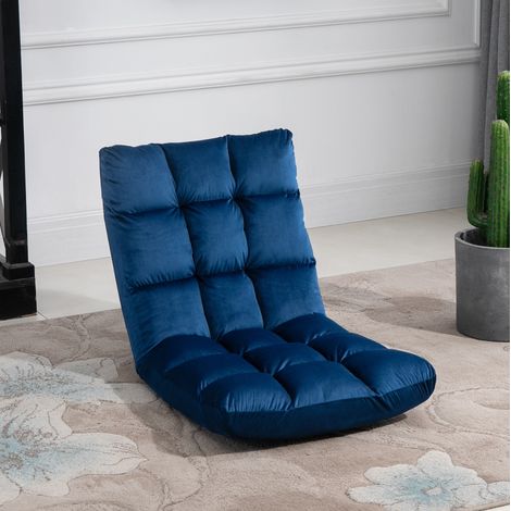 Klappbarer Bodenstuhl 3-in-1 mit 13-fach verstellbarer Rückenlehne Blau 55 x 71 x 53,5 cm OKWISH (1/5)