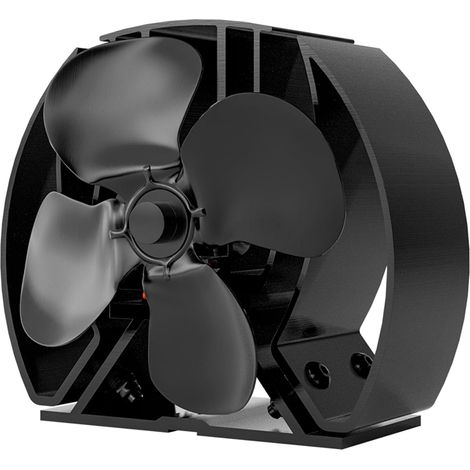 1 Ventilateur De Poêle 4 Pales Noir Satiné Technologie Teg Pour Cheminée Et Poêle À Bois (1/5)