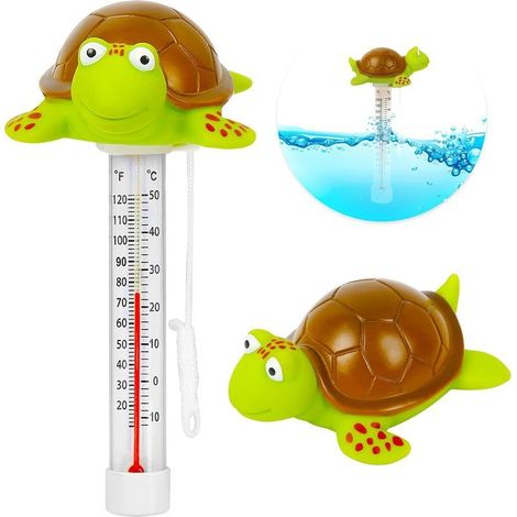 Thermomètre flottant (Tortue) pour piscine, grande taille, lecture facile de la température de l'eau, avec ficelle - Piscines, spas, jacuzzis, bassins (1/5)