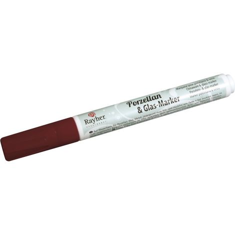 Marqueur pour verre et porcelaine, bordeaux, 1 pce., pointe ronde interchangeable 1-2mm, séchage rapide, base aqueuse, arts créatifs-38709291 (1/2)