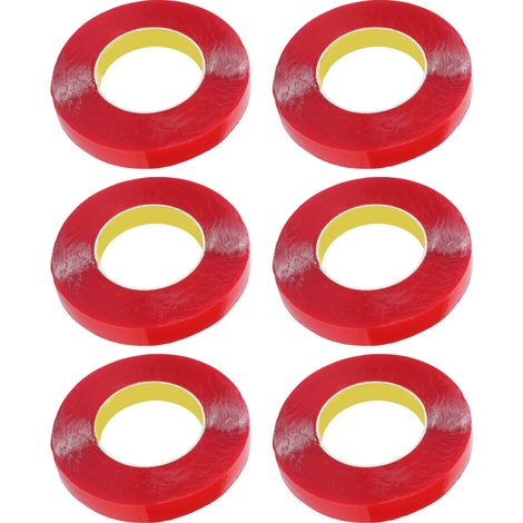 Lot de 6 rouleaux de ruban adhésif double face ultra résistant extérieur intérieur repositionnable pour accrochage mural et fixation cadres (1/5)