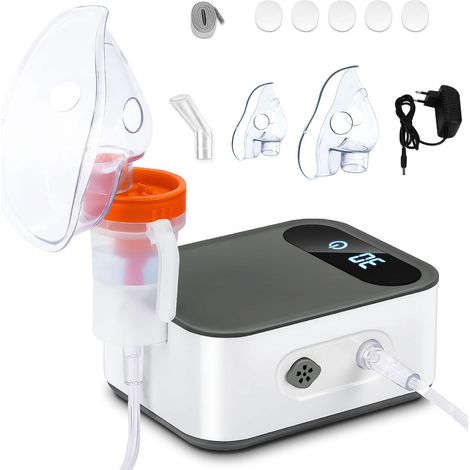 Inalatore per adulti, inalatore con display digitale a LED, nebulizzatore a compressore per bambini e neonati, inalatore elettrico con boccaglio e maschera