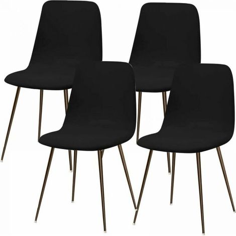 Housse de chaise extensible lot de 4 – Tissu lavable noir – Protection contre taches et usure – Décoration moderne pour salle à manger (1/4)