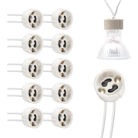 10 Lampensockel, GU10-Lampenfassungen, Keramik-Montageteile, Lampensockelanschluss für LED- und Halogenbeleuchtung, 300 °C (1/4)