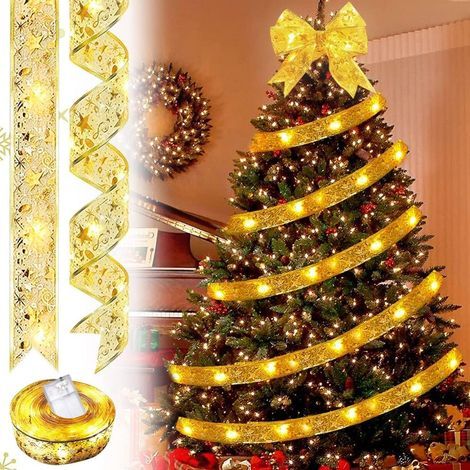 LED-Weihnachtsbaum-Lichterkette mit Glitzer für Weihnachtsdekoration - (warmweiß) Länge: 10m (1/4)