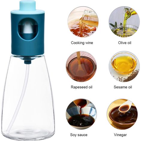 Vaporisateur d'huile de cuisson 180 ml, distributeur d'huile en verre polyvalent, flacon pulvérisateur d'huile pour la cuisson au four, la friture et le grillage. (1/5)
