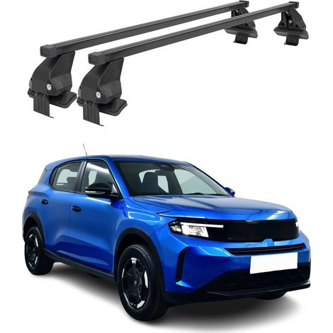 OMAC Dachträger Querträger Stahl für Opel Frontera 2024-2026 – Abschließbar – City-Crash-getestet – DIN 75302:2019 – ISO/PAS 11154:2006 – Max. 50 kg Schwarz