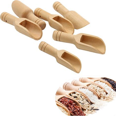 6 Mini-Holzlöffel, kleine Badesalzlöffel, Holzlöffel für Gewürze, Kochen, Küchenutensilien, Milch, Kaffee, Tee, Süßigkeiten, Mini-Mehlsalz - Fei Yu (1/5)