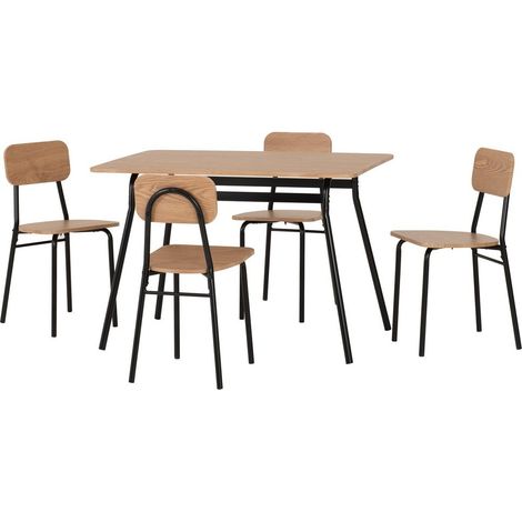 Warren 1+4 Indoor Dining Set - Russet Oak Effect/Black