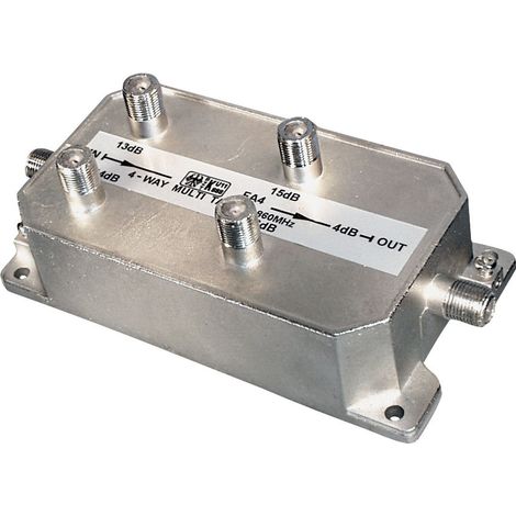 Rubinetti Rubinetto a 4 vie, f-jack - 5x f-jack, serie di alta qualità, 5 - 1000 mhz, perdita passante a 500 mhz: 1,7 db, perdita del rubinetto a 500 mhz: 18,0 db ± 1,0