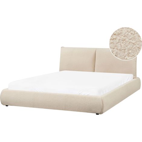 Bett mit Lattenrost Bouclé VINAY 160 x 200 cm Hellbeige