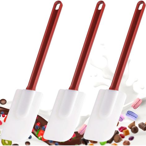 Lot de 3 spatules en silicone, résistantes à la chaleur jusqu'à 260°C, grattoirs à pâte pour cuisine