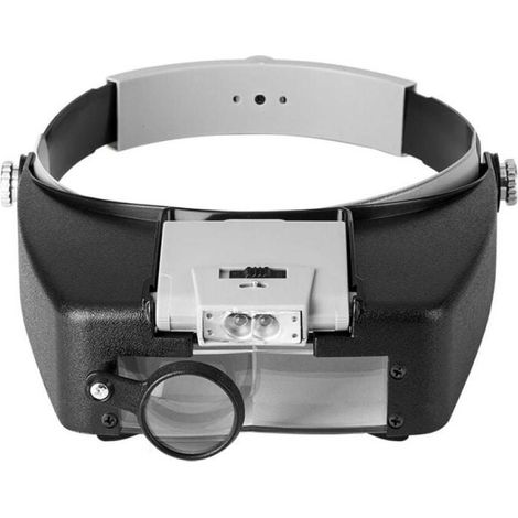 Loupe frontale mains libres pour horloger avec éclairage LED intégré, idéale pour les horlogers, les bijoutiers et la lecture. (1/5)