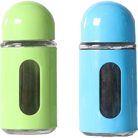 Moulin à Sel et Poivre - Corps en Verre et Couvercle en Acier Inoxydable - Réglage de la Mouture en Céramique - Usage Cuisine Maison - Par 2 (1/5)