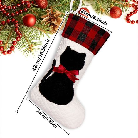 [Ande Online] (Katzen) Weihnachtsstrümpfe für Haustiere, rot-schwarz karierte Weihnachtsgeschenktüte für Hunde und Katzen, Weihnachtsbaumschmuck, festliche Geschenktüte