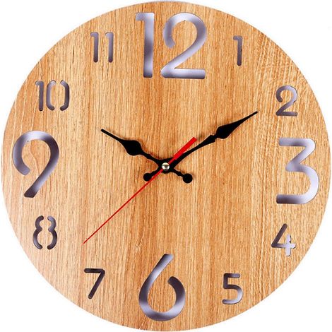 Runde Wanduhr im Retro-Stil aus Holz, europäischer Kunststil, zur Dekoration von Schlafzimmer und Wohnzimmer