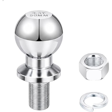 Boule Attelage, Boule Attelage Remorque Boule d'Attelage 50mm Ø22mm, Rotule de Remorque en Acier Robuste pour Auto Tracteur Quad Camion, Haute Capacité de Traction pour Attelages Polyvalents (1/5)