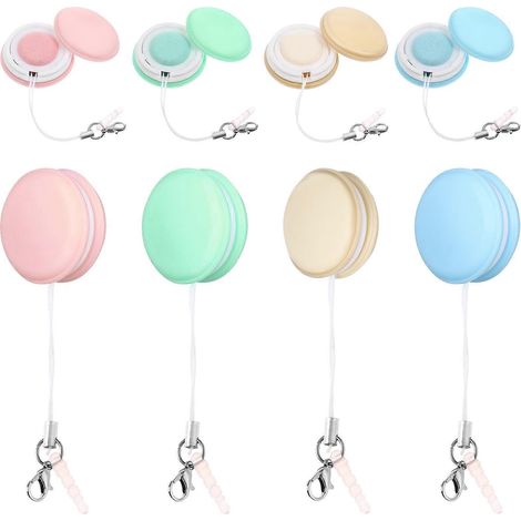 Lot de 8 lingettes nettoyantes pour écran de téléphone en forme de macaron, brosses de nettoyage, cordons pour téléphone portable et pendentifs décoratifs-3.5X3.5CM (1/2)