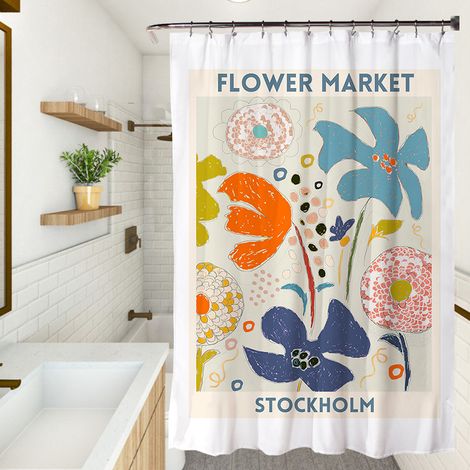 Rideau de douche style INS frais 180×180 cm avec crochets, imperméable