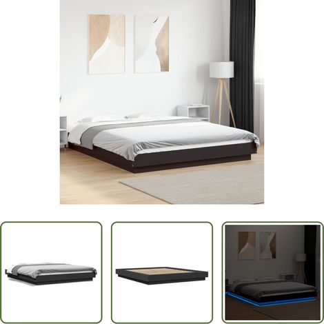 vidaXL LED Beleuchtung - Bettgestell mit LED Schwarz 150x200 cm Holzwerkstoff (1/5)