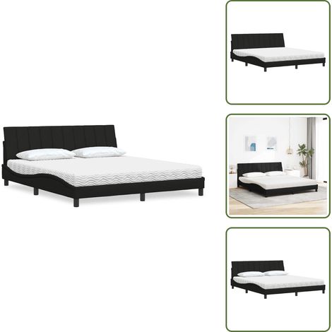 vidaXL Bett mit Matratze Schwarz 180x200 cm Stoff (1/5)