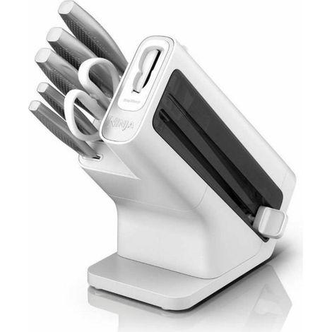 Ninja Foodi StaySharp K62006EUWH set de cuchillos 6 piezas con bloque de cuchillos y afilador integrado, blanco