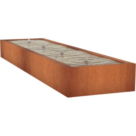Adezz Wassertisch Corten-Stahl Rost braun/orange Wasserspiel mit Pumpe und LED verschiedene Größen 400x100x40 cm (4 Edelstahldüsen) (1/5)