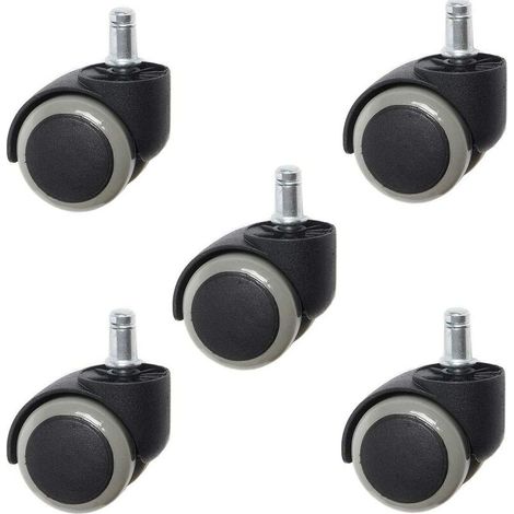 5 Pièces roulettes,Silencieux roulettes à Chaise de Bureau Universel,Chaise roulettes Replacement, pour Chaise de roulettes Sols Durs,Roulement (Gris) (1/5)