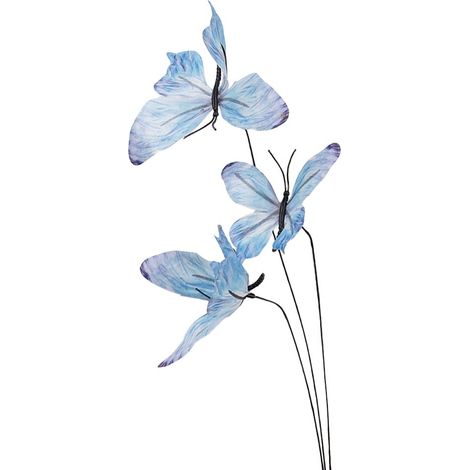 Branche décorative avec papillons en textile bleu pour intérieur 10 x 10 x 65 cm - PANGIVO (1/2)