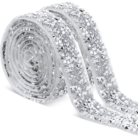 Ruban strass cristal, 2 mètres, ruban diamant autocollant cristal brillant, autocollants strass cristal pour décorations de mariage et d'anniversaire, art C (1/5)