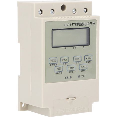 Minuterie Programmateur Numérique Interrupteur Horaire Microprocesseur avec Condensateur Montage Rail DIN 220V 25A (1/5)