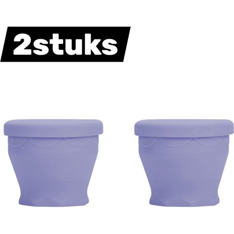 Lot de 2 gobelets pliables en silicone alimentaire pour l'eau, le café et les voyages, camping et bain de bouche, couleur violette (1/5)