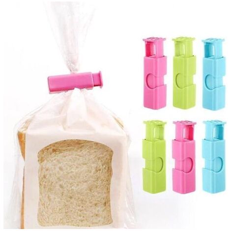 Lot de 12 pinces à sacs avec poignées antidérapantes et couleurs assorties pour une fermeture et un verrouillage faciles. (1/4)