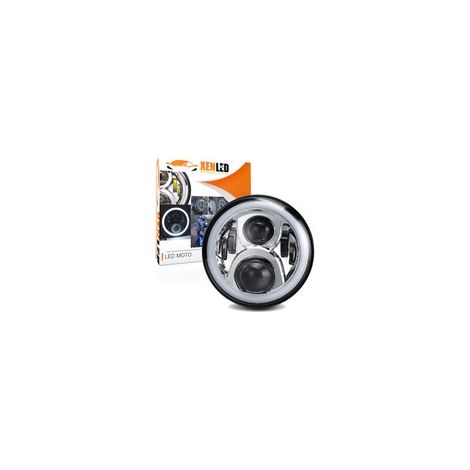 Optique Full LED Moto 7061S - Rond 7" 40W 4500Lms 5500K - Chromé - XENLED Phare moto (1/5)