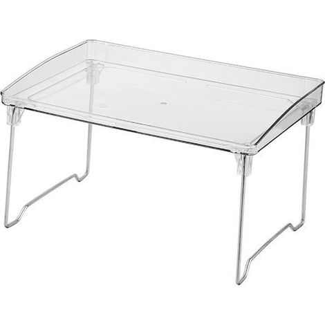 Stapelbarer, transparenter Organizer aus Kunststoff für die Tischablage zur Aufbewahrung von Make-up, Küchenutensilien und Schreibwaren. Einstöckig, Einheitsgröße. (1/5)