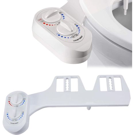 1 Abattant de toilettes sans électricité, jet eau chaude et froide, buse autonettoyante, réglage pression, pour femme et voyage (1/5)