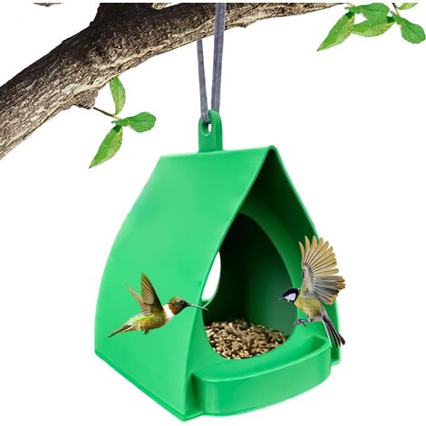 Juego de 2 piezas: comedero colgante con toldo, comedero colgante, comedero de jardín con cubierta para la lluvia, estación de alimentación para pájaros de jardín, casita para pájaros, comedero colgan (1/5)
