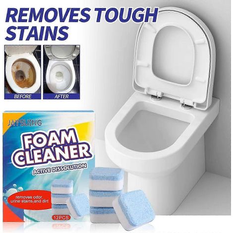 Pastilles nettoyantes pour toilettes - Éliminent efficacement les taches et neutralisent les odeurs, avec une fraîcheur citronnée - Lot de 12 (1/5)